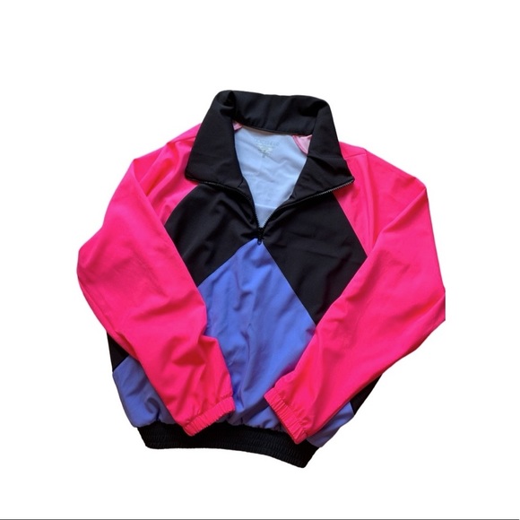 Goldsheep Activewear Half Zip Windbreaker Ski Jacket Retro 80s Neon - Picture 3 of 9